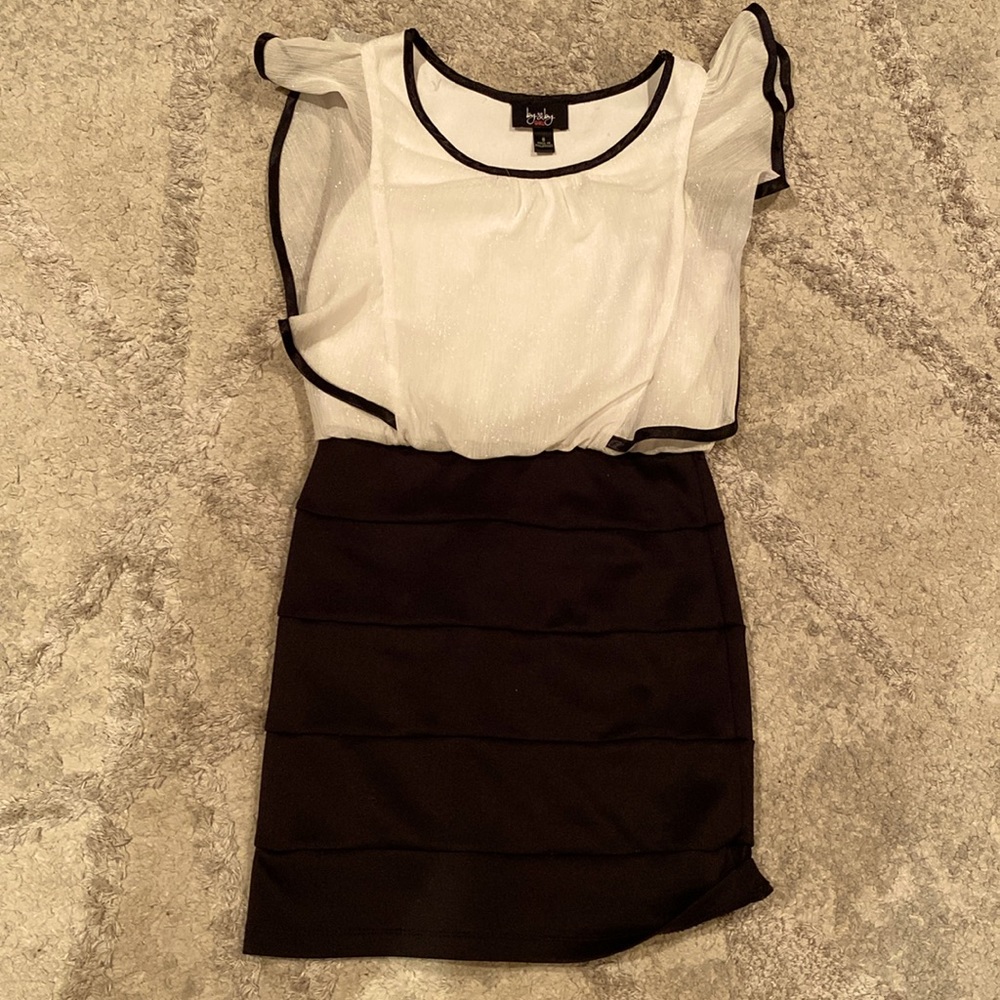 White and black dress for 8 year old girl